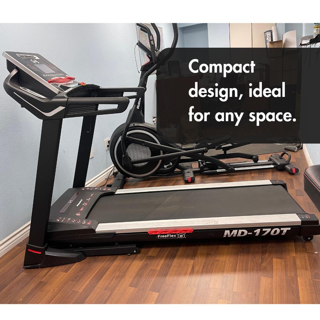 Muscle D Fitness - Light Commercial Treadmill - LED Display - Heart Rate Monitor - Cup Holder - Adjustable Speed and Incline
