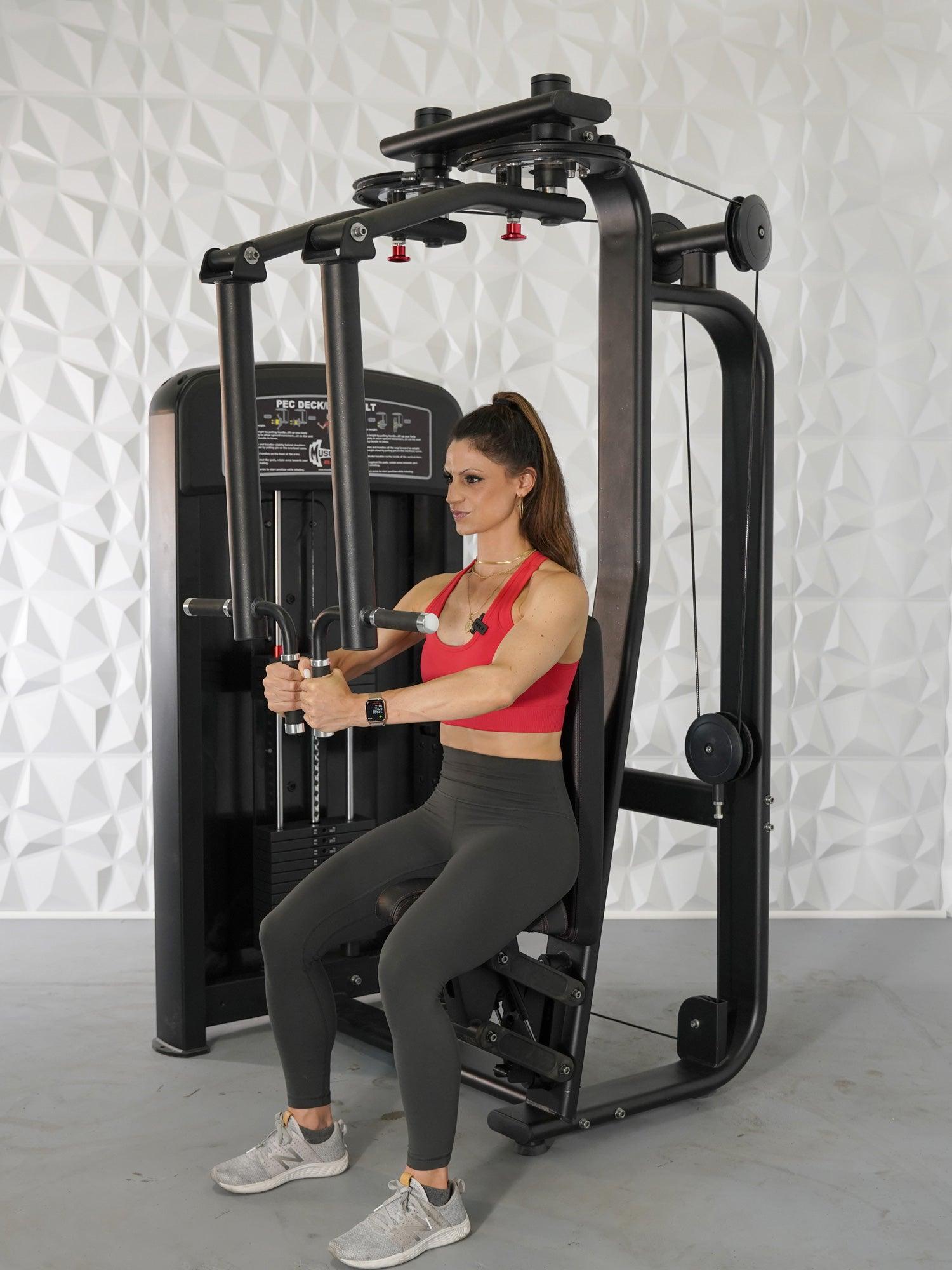 Muscle D Fitness - Elite Selectorized Pec Deck/Rear Delt - Commercial - Adjustable Seat - Pin Selectorized  Chest / Back Combo