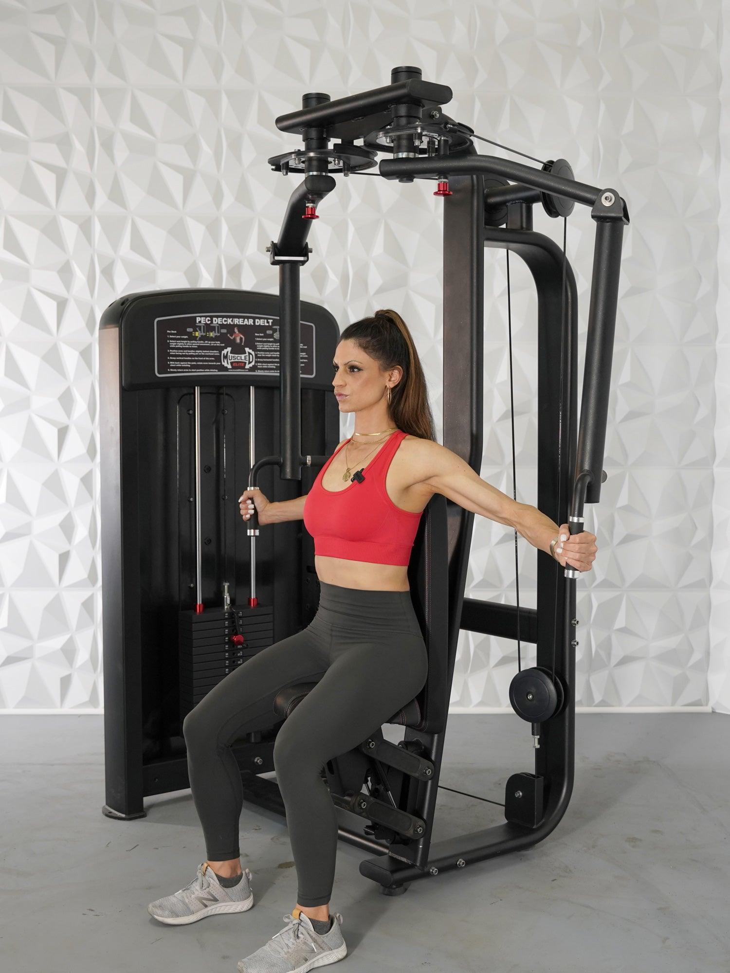 Muscle D Fitness - Elite Selectorized Pec Deck/Rear Delt - Commercial - Adjustable Seat - Pin Selectorized  Chest / Back Combo