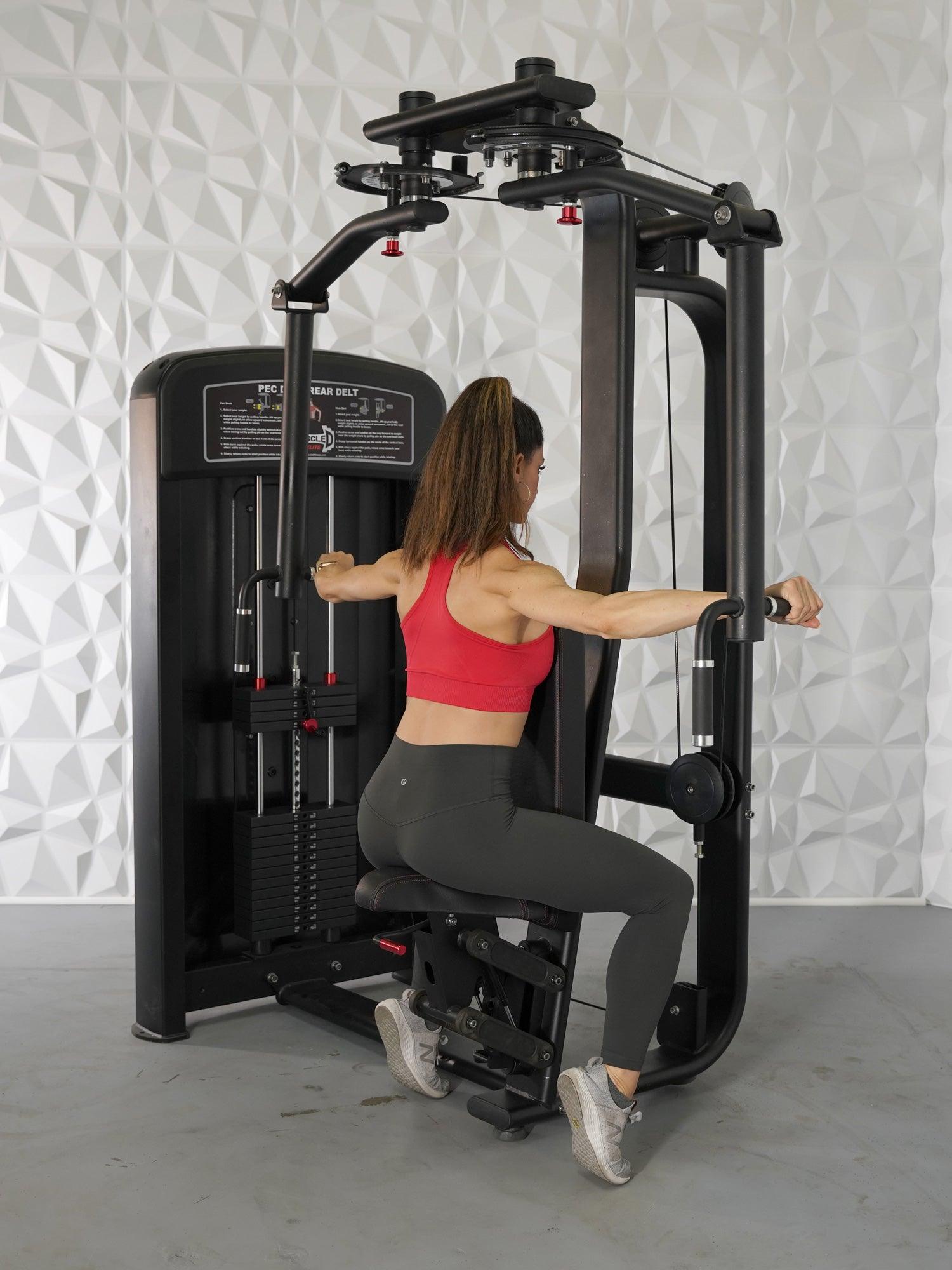 Muscle D Fitness - Elite Selectorized Pec Deck/Rear Delt - Commercial - Adjustable Seat - Pin Selectorized  Chest / Back Combo