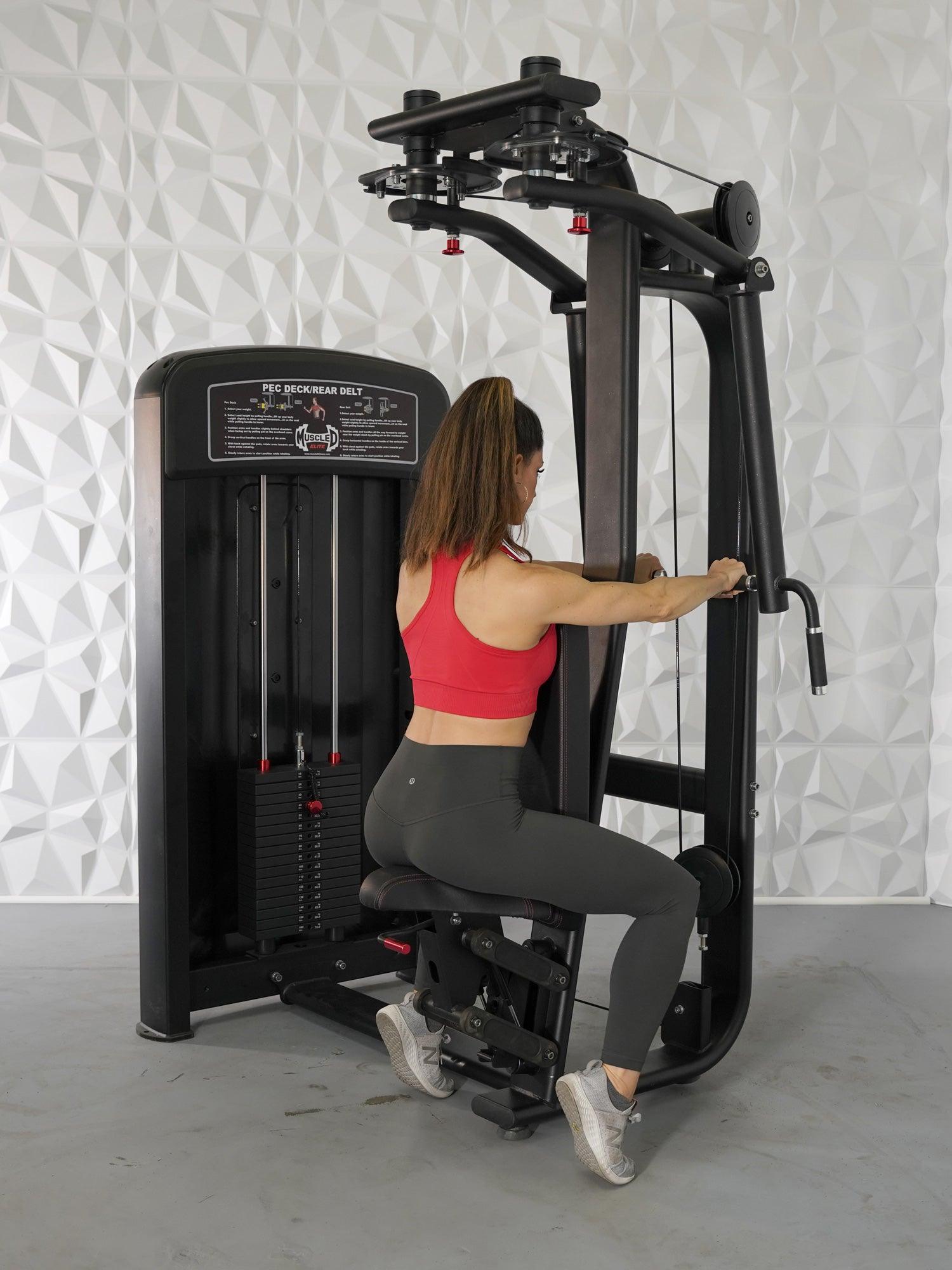 Muscle D Fitness - Elite Selectorized Pec Deck/Rear Delt - Commercial - Adjustable Seat - Pin Selectorized  Chest / Back Combo