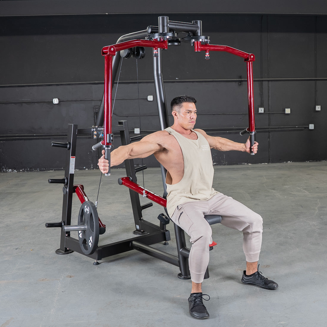 Muscle D Fitness - Power Leverage V2 Seated Pec Fly - Rear Delt Combo - Plate Loaded - Weight Storage Included