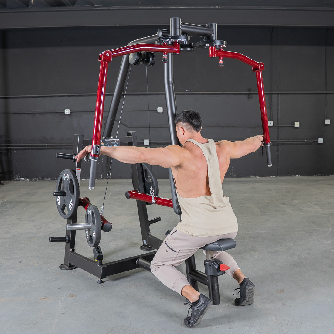 Muscle D Fitness - Power Leverage V2 Seated Pec Fly - Rear Delt Combo - Plate Loaded - Weight Storage Included