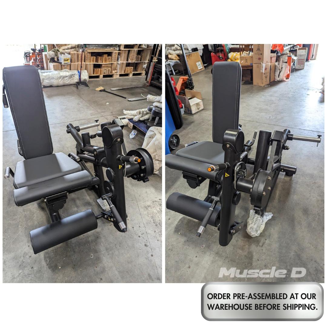 Muscle D Fitness - Pro Strength Leg Extension - Prone Leg Curl Combo - Plate Loaded Quad & Hamstring Machine