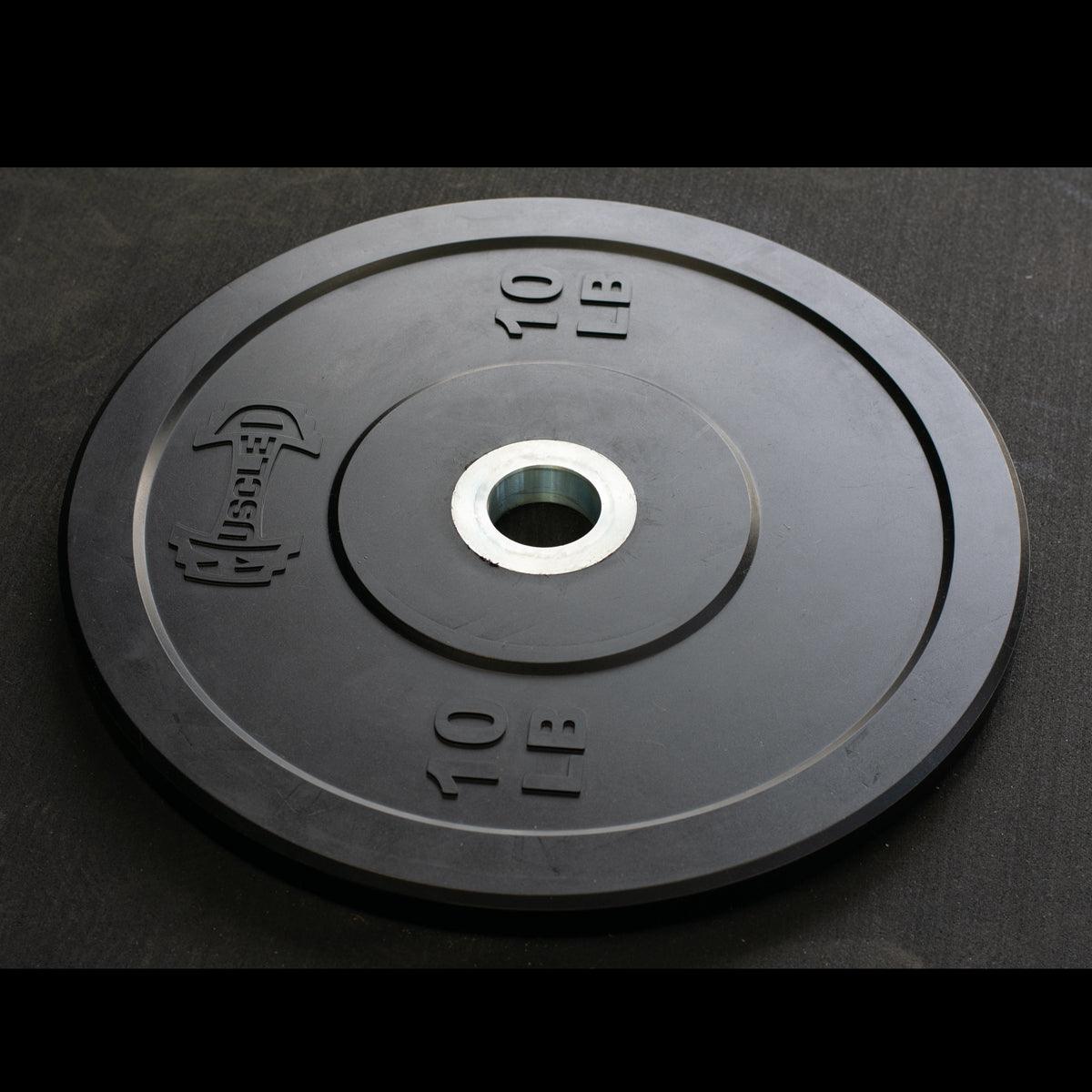 Muscle D Fitness - Pro Bumper Training Plates with Center Steel Hub - Virgin Rubber