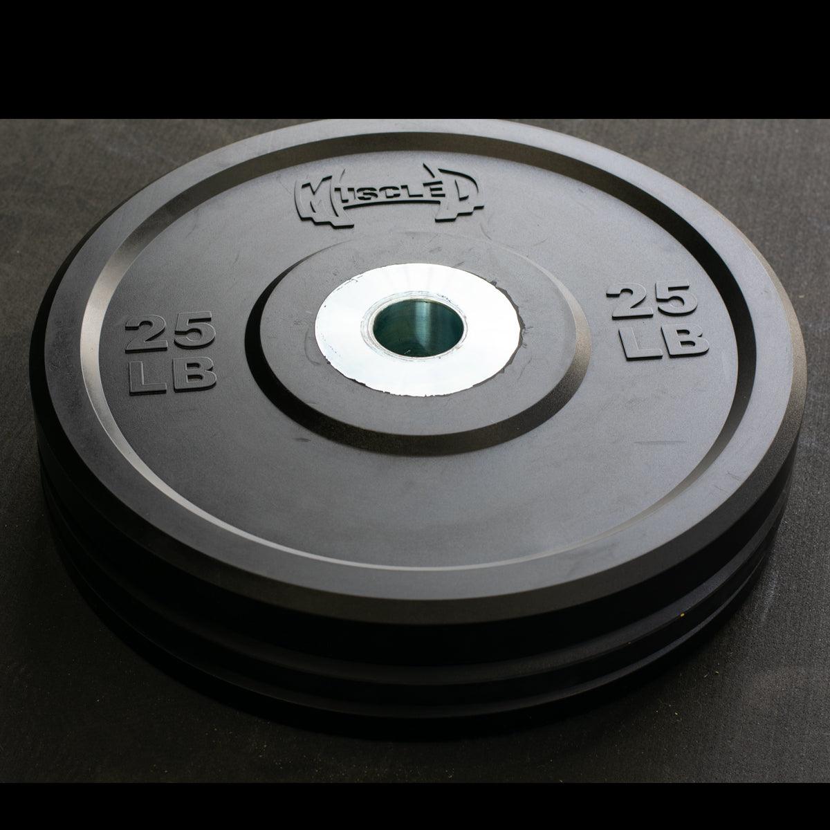 Muscle D Fitness - Pro Bumper Training Plates with Center Steel Hub - Virgin Rubber