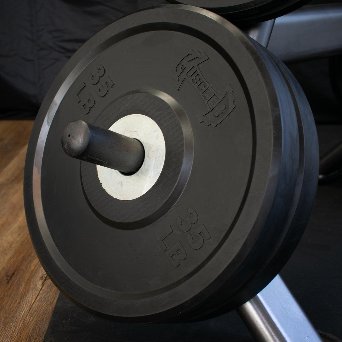 Muscle D Fitness - Pro Bumper Training Plates with Center Steel Hub - Virgin Rubber