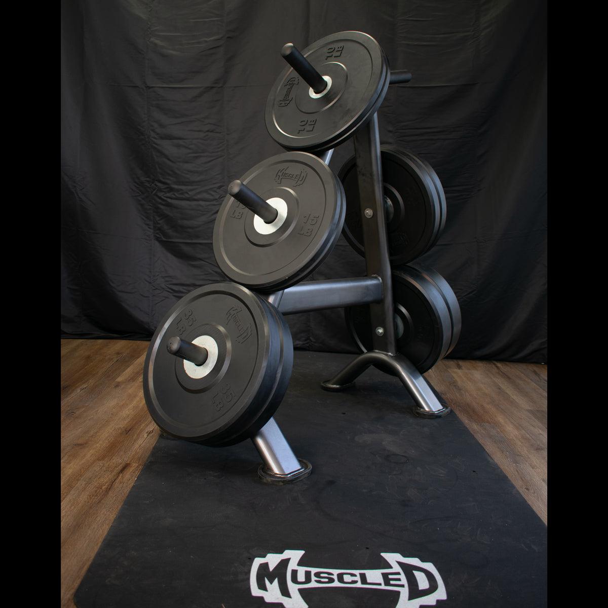 Muscle D Fitness - Pro Bumper Training Plates with Center Steel Hub - Virgin Rubber