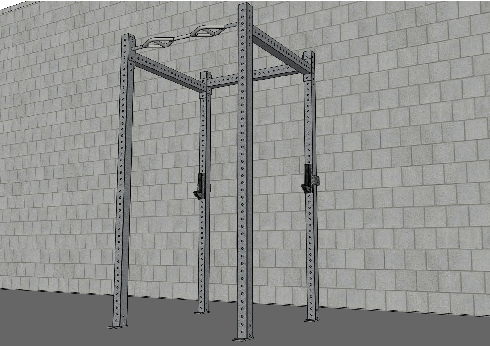 Muscle D Fitness - TGrip Basic Commercial 4 Post Rack - 3x3 Steel - Functional Multi-Grip Pull-Up - Sandwich Style J-Hooks