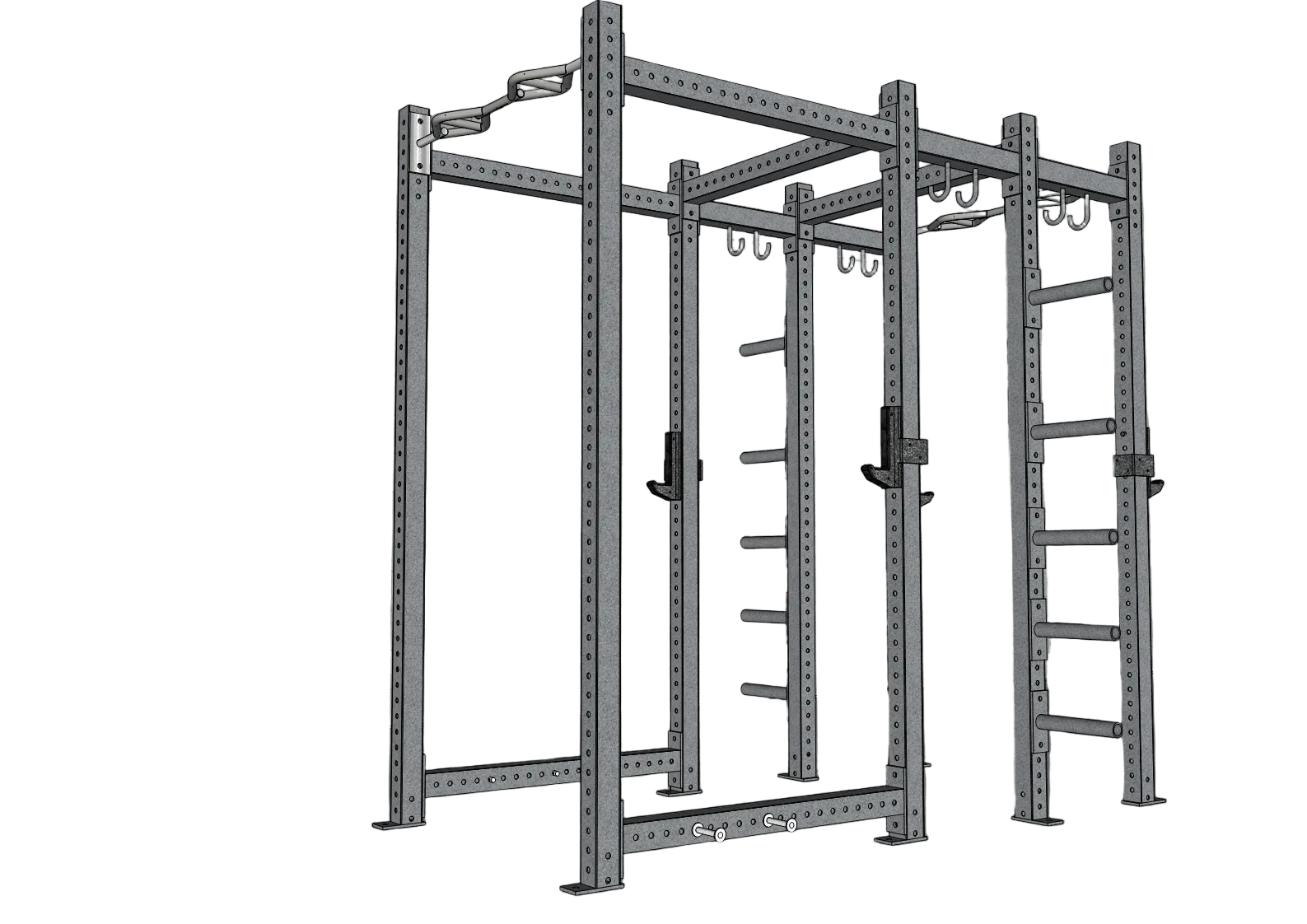 Muscle D Fitness - TGrip Commercial Rack and a Half - 3x3 Steel - Functional Multi-Grip Pull-Up - Plate Storage - J-Hooks