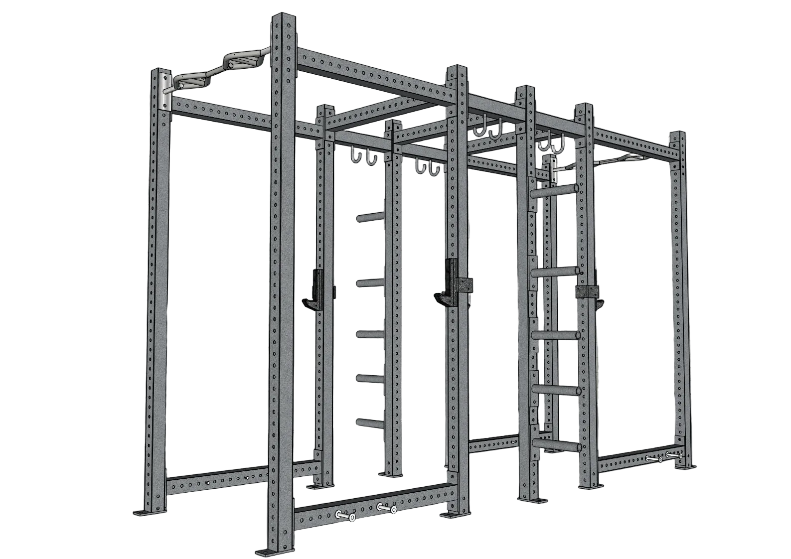 Muscle D Fitness - TGrip Commercial Dual Power Rack - 3x3 Steel - Functional Multi-Grip Pull-Up - Plate Storage - J-Hooks