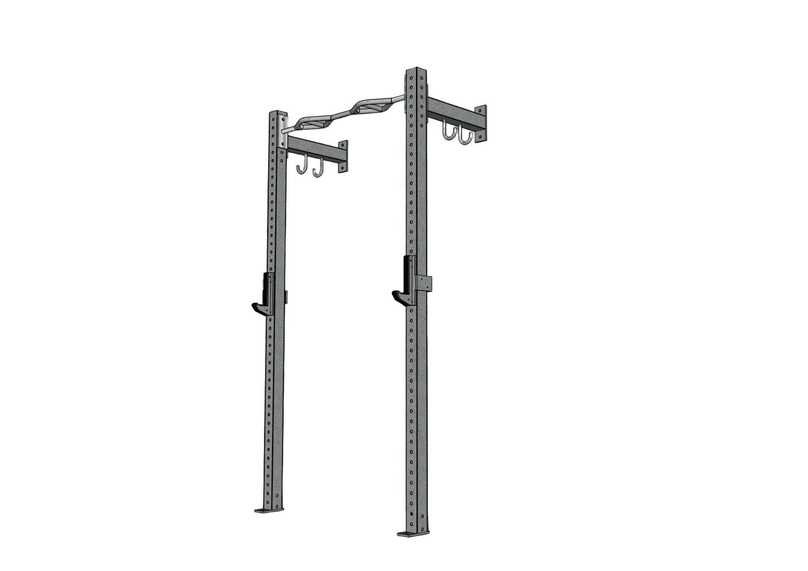 Muscle D Fitness - TGrip Commercial 4' Low Profile Wall Mount Rig - 3x3 Steel - Functional Multi-Grip Pull-Up - Sandwich Style J-Hooks