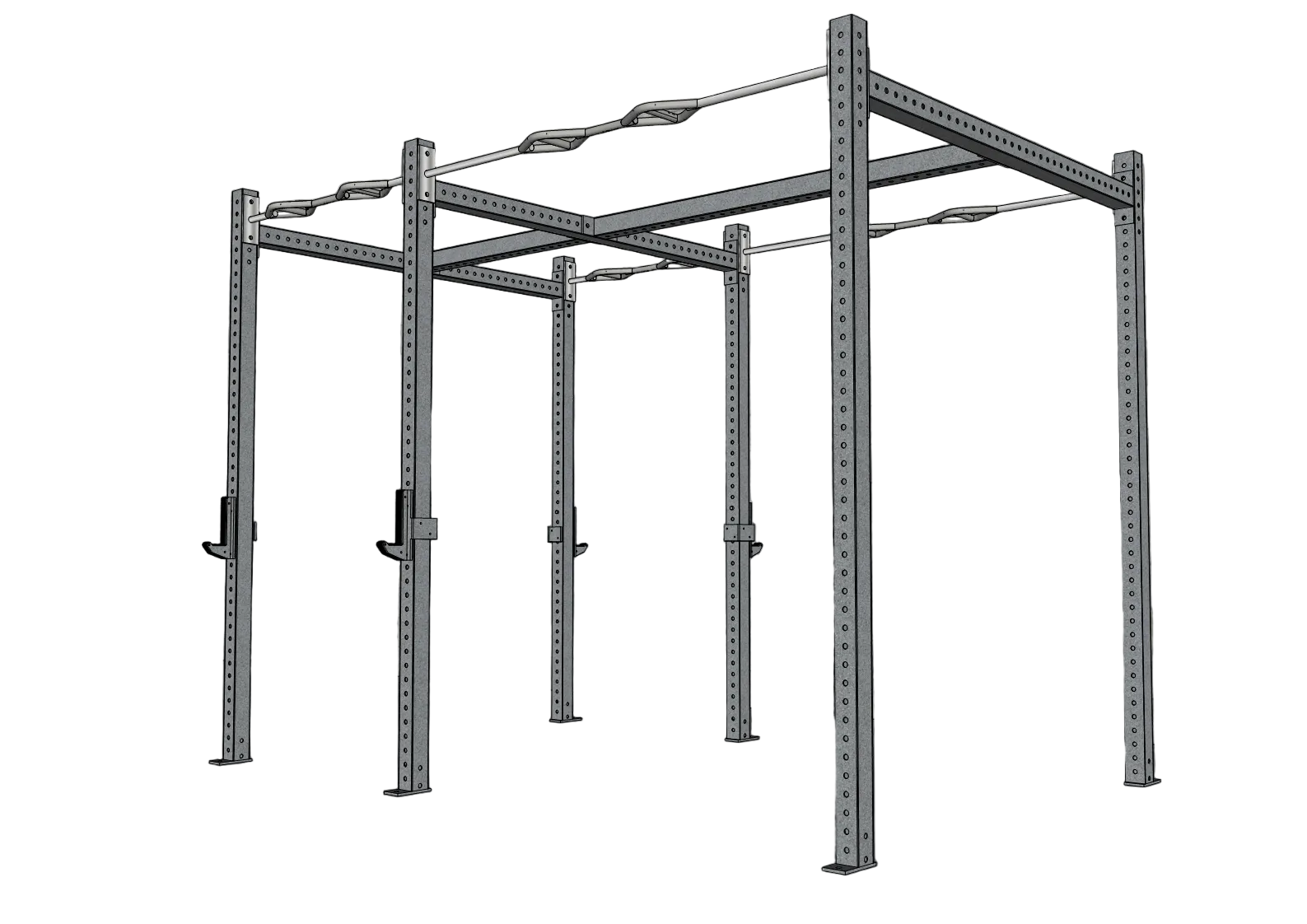 Muscle D Fitness - TGrip Commercial 10' Rig - 3x3 Steel - Functional Multi-Grip Pull-Up - Sandwich Style J-Hooks
