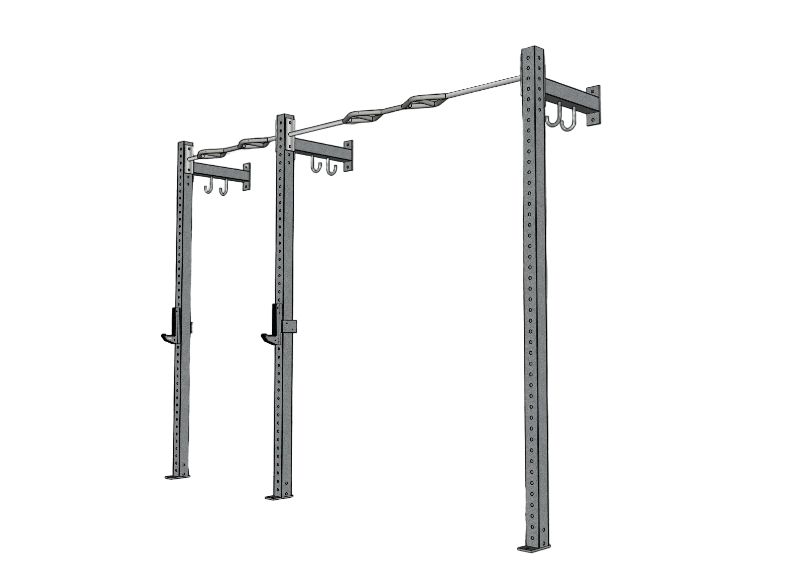 Muscle D Fitness - TGrip Commercial 10' Low Profile Wall Mount Rig - 3x3 Steel - Functional Multi-Grip Pull-Up - Sandwich Style J-Hooks