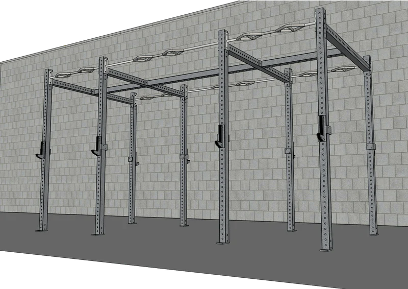 Muscle D Fitness - TGrip Commercial 14' Rig - 3x3 Steel - Functional Multi-Grip Pull-Up - Sandwich Style J-Hooks