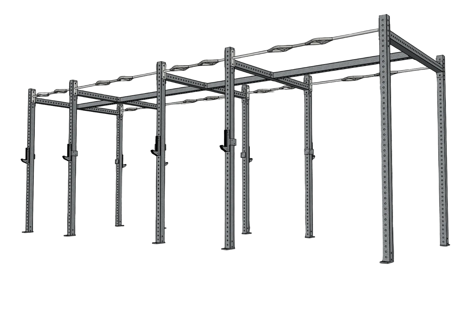 Muscle D Fitness - TGrip Commercial 20' Rig - 3x3 Steel - Functional Multi-Grip Pull-Up - Sandwich Style J-Hooks