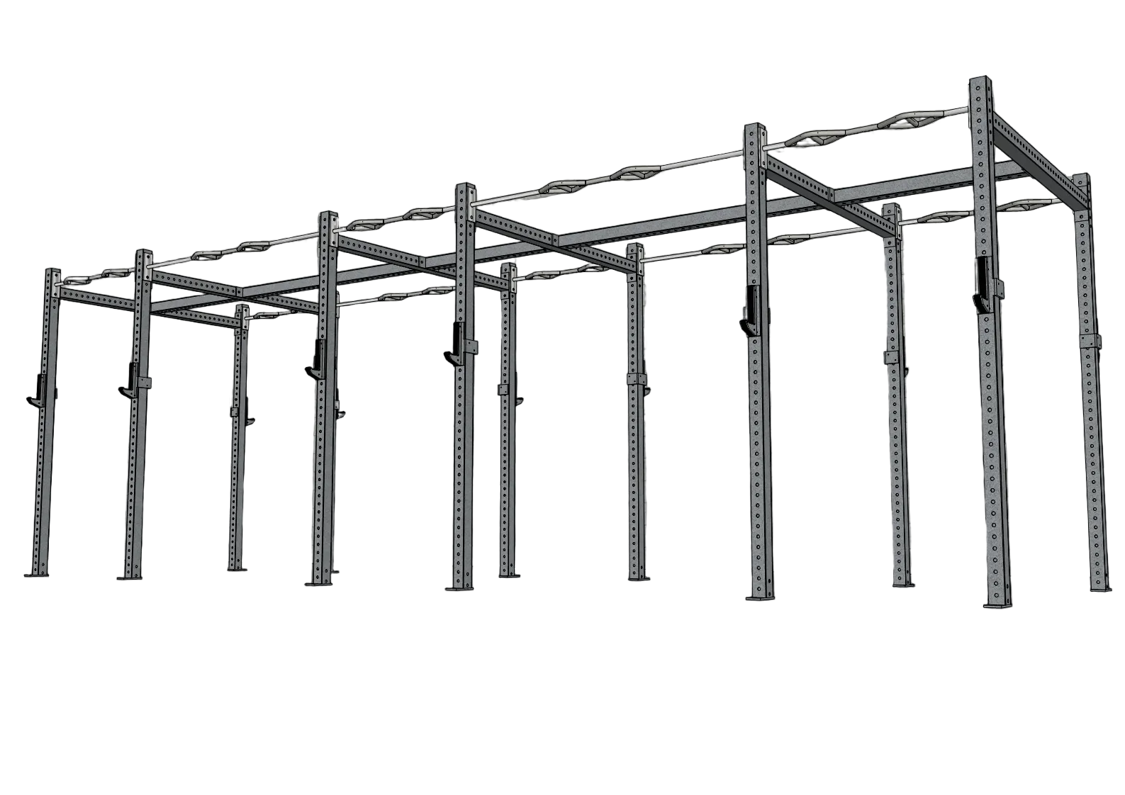 Muscle D Fitness - TGrip Commercial 24' Rig - 3x3 Steel - Functional Multi-Grip Pull-Up - Sandwich Style J-Hooks