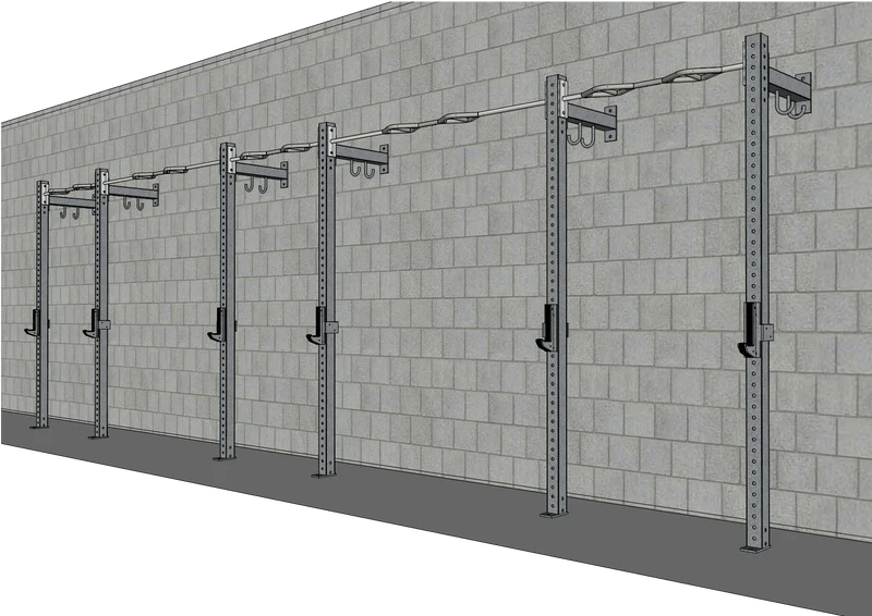 Muscle D Fitness - TGrip Commercial 24' Low Profile Wall Mount Rig - 3x3 Steel - Functional Multi-Grip Pull-Up - Sandwich Style J-Hooks