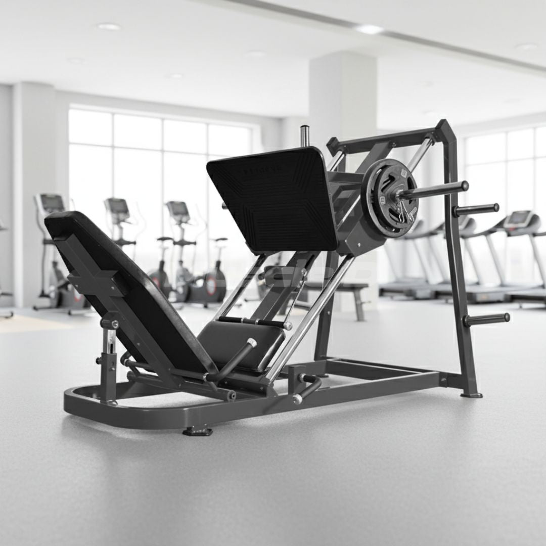 Muscle D Fitness - Excel Roller Bearing Leg Press - Plate Load Leg Press - Weight Storage Pegs - Adjustable Back Pad