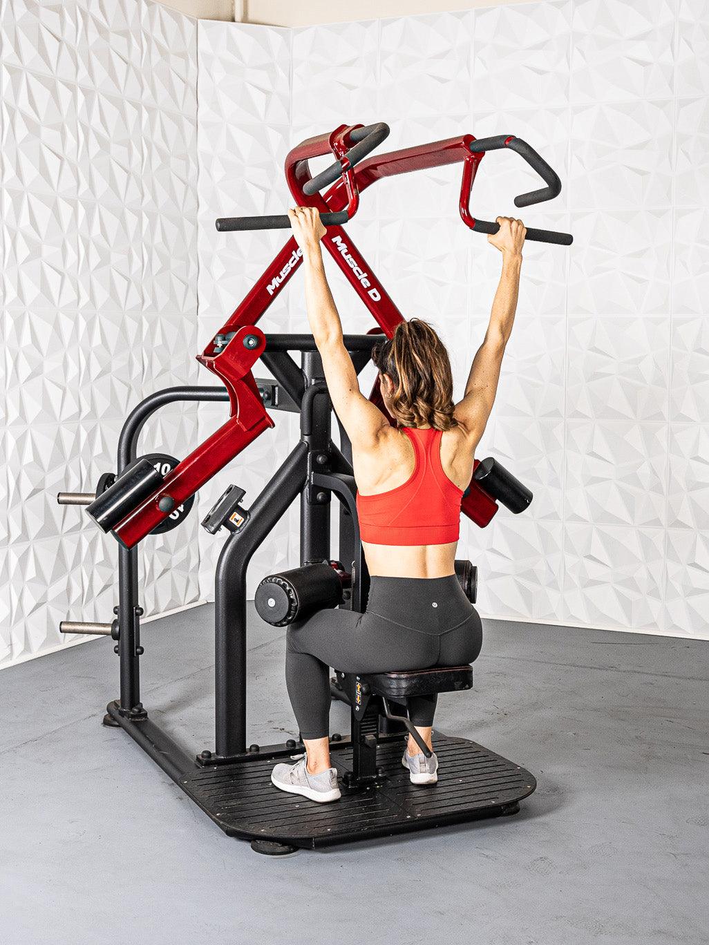 Muscle D Fitness - Pro Strength Rotary Lat Pull-Down -  Premium - Adjustable - Plate Loaded - Lat Training