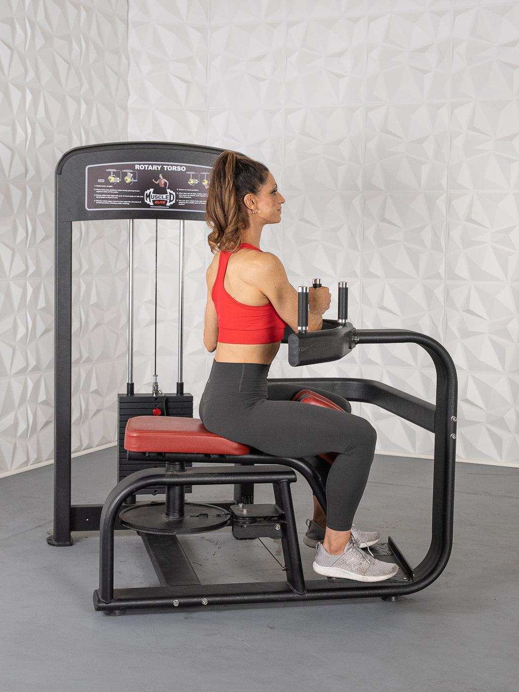 Muscle D Fitness - Elite Selectorized Rotary Torso - Commercial - Adjustable Seat - Pin Selectorized Stack - Oblique Trainer