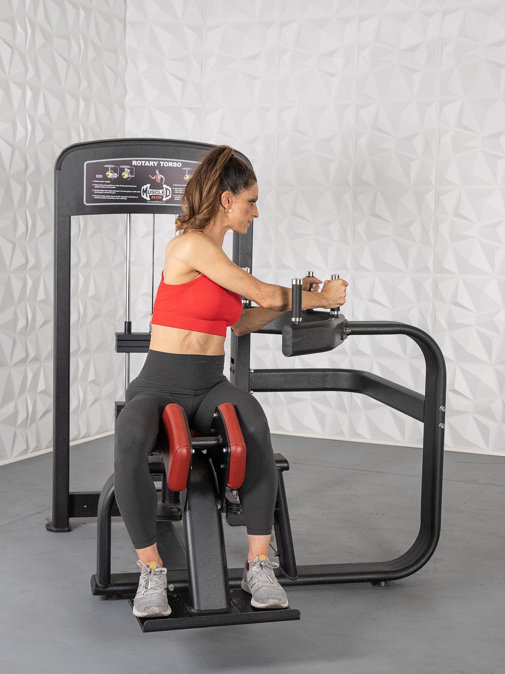 Muscle D Fitness - Elite Selectorized Rotary Torso - Commercial - Adjustable Seat - Pin Selectorized Stack - Oblique Trainer