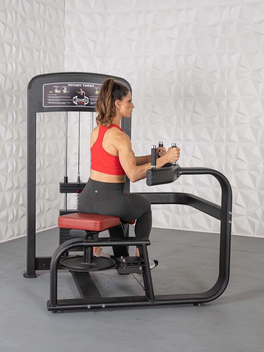 Muscle D Fitness - Elite Selectorized Rotary Torso - Commercial - Adjustable Seat - Pin Selectorized Stack - Oblique Trainer