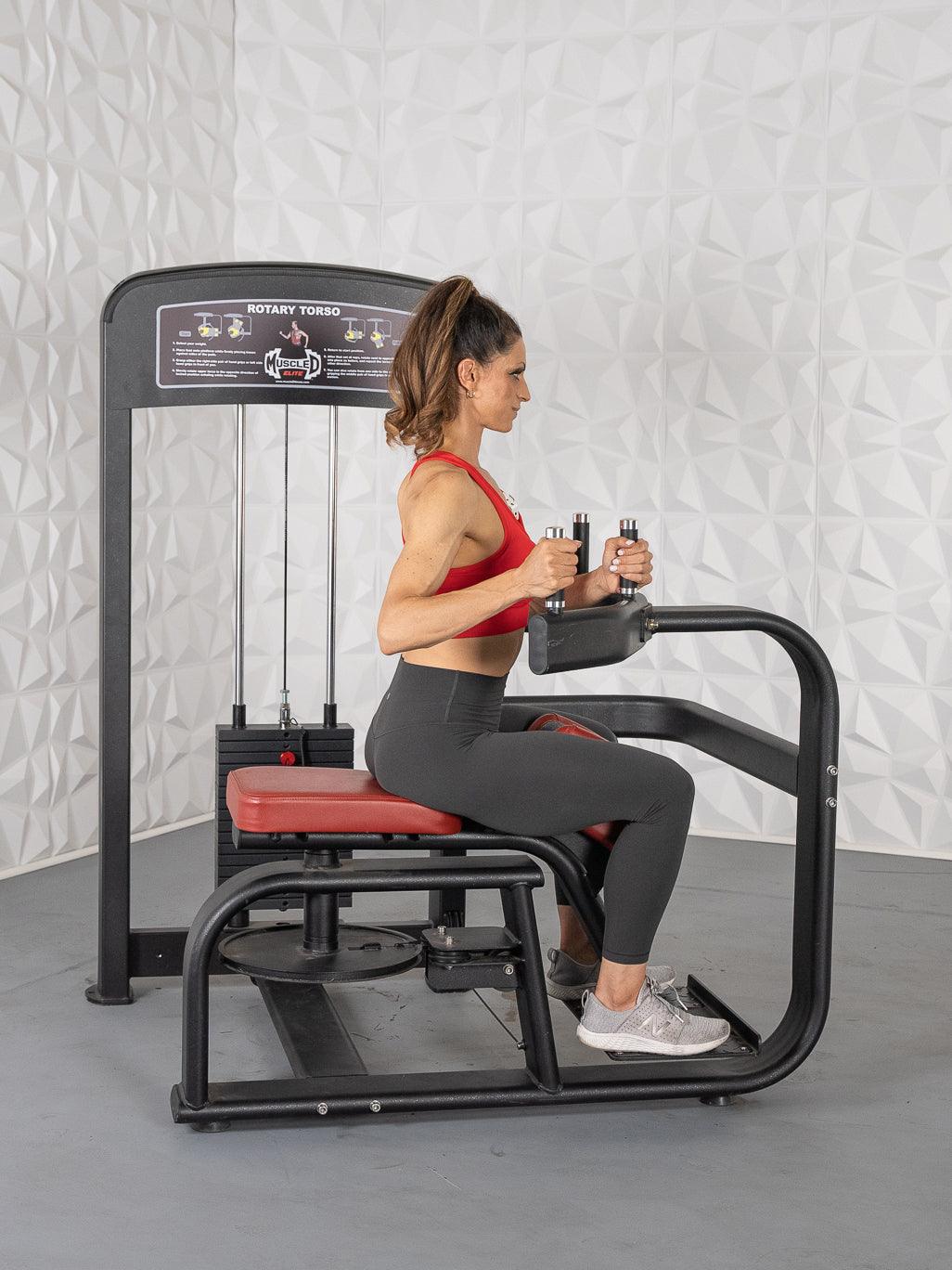 Muscle D Fitness - Elite Selectorized Rotary Torso - Commercial - Adjustable Seat - Pin Selectorized Stack - Oblique Trainer