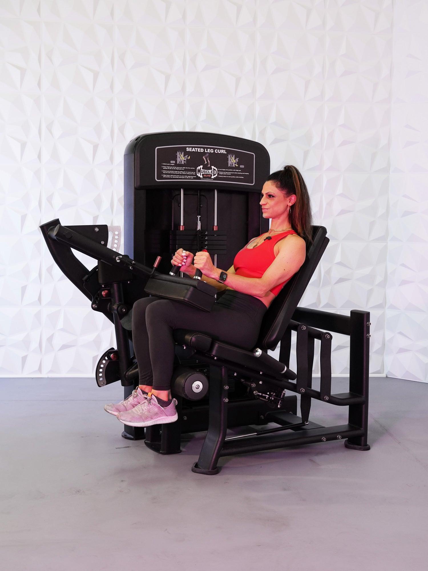 Muscle D Fitness - Elite Selectorized Seated Leg Curl - Commercial - Adjustable Seat - Pin Selectorized - Hamstring Workout