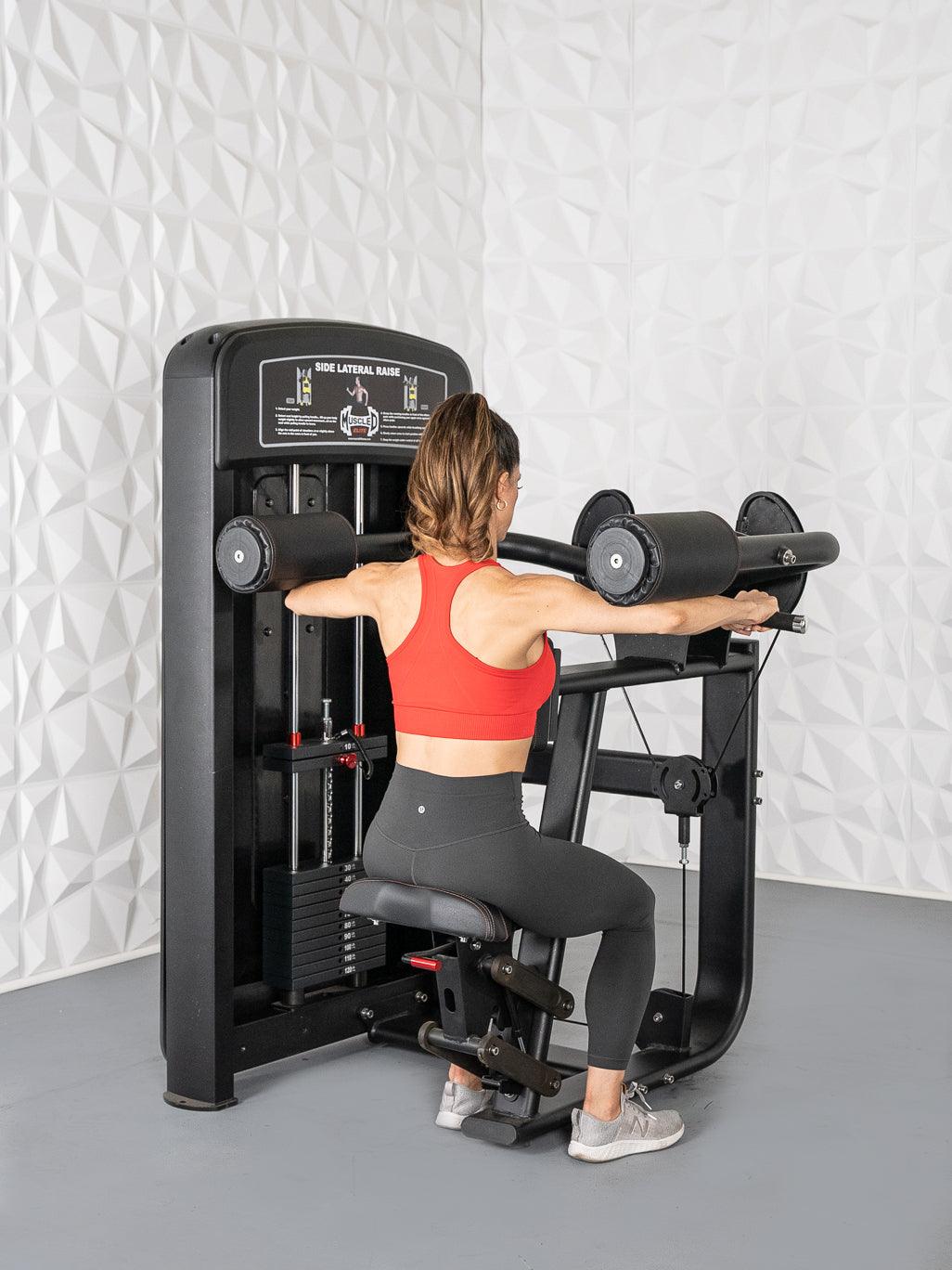 Muscle D Fitness - Elite Selectorized Side Lateral Raise - Commercial - Adjustable Seated - Pin Selectorized - Padded Shoulder Workout