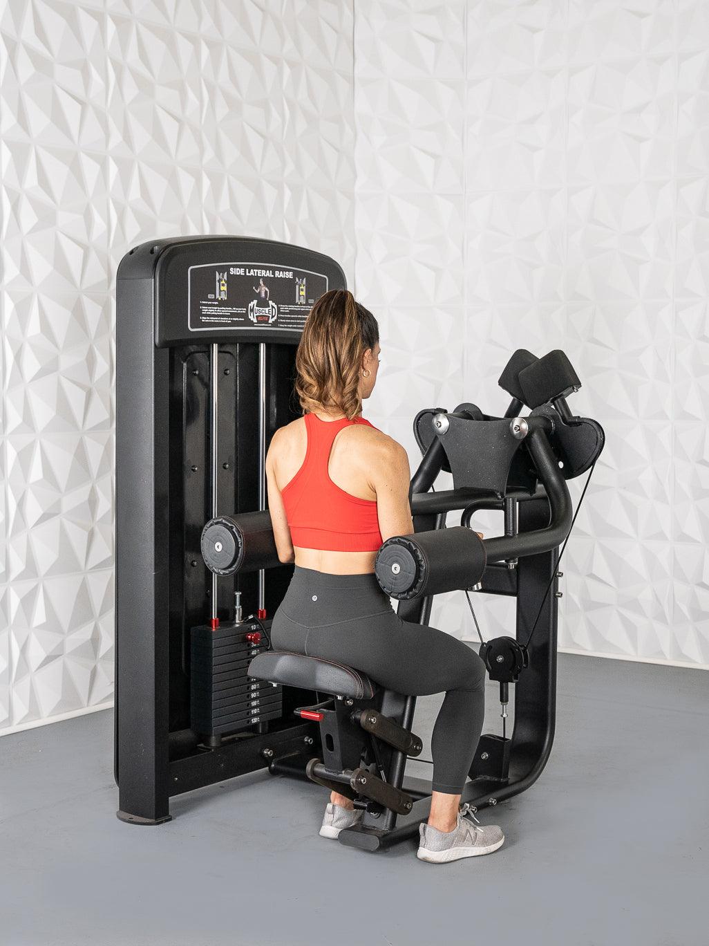 Muscle D Fitness - Elite Selectorized Side Lateral Raise - Commercial - Adjustable Seated - Pin Selectorized - Padded Shoulder Workout