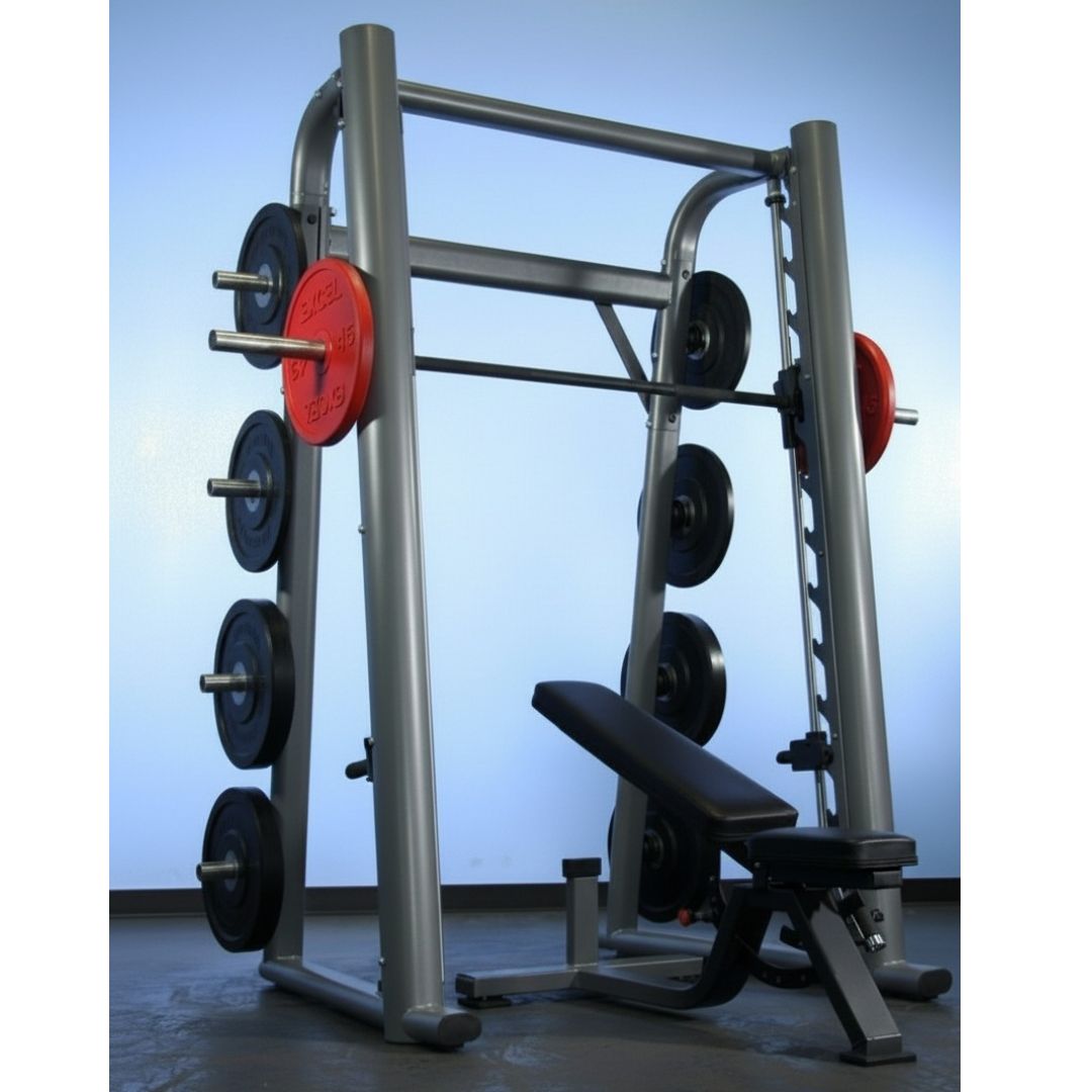 Muscle D Fitness - Smith Machine(85", 93") - Commercial Grade Smith Machine Plate Storage Black Silver