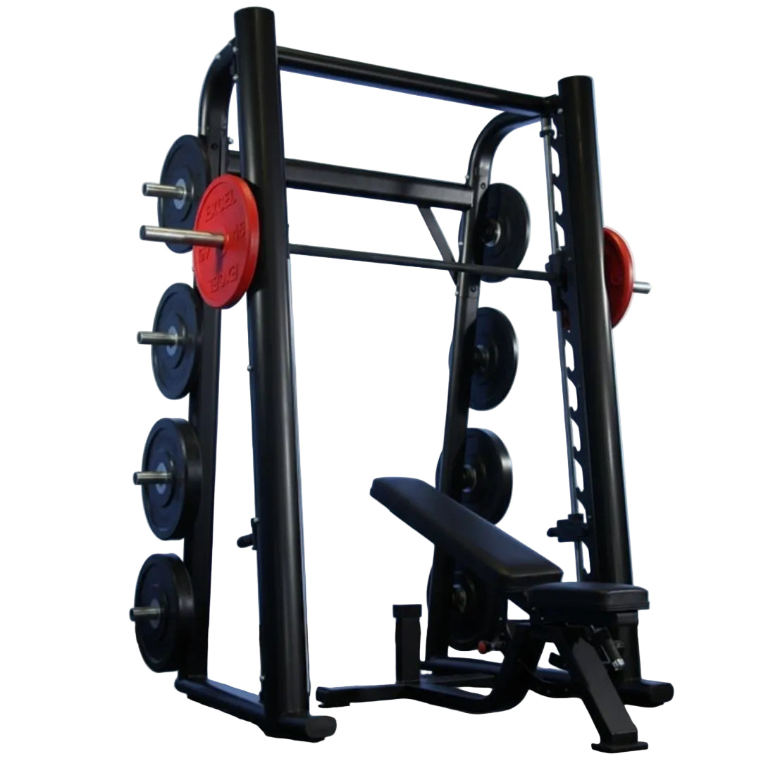 Muscle D Fitness - Smith Machine(85", 93") - Commercial Grade Smith Machine Plate Storage Black Silver