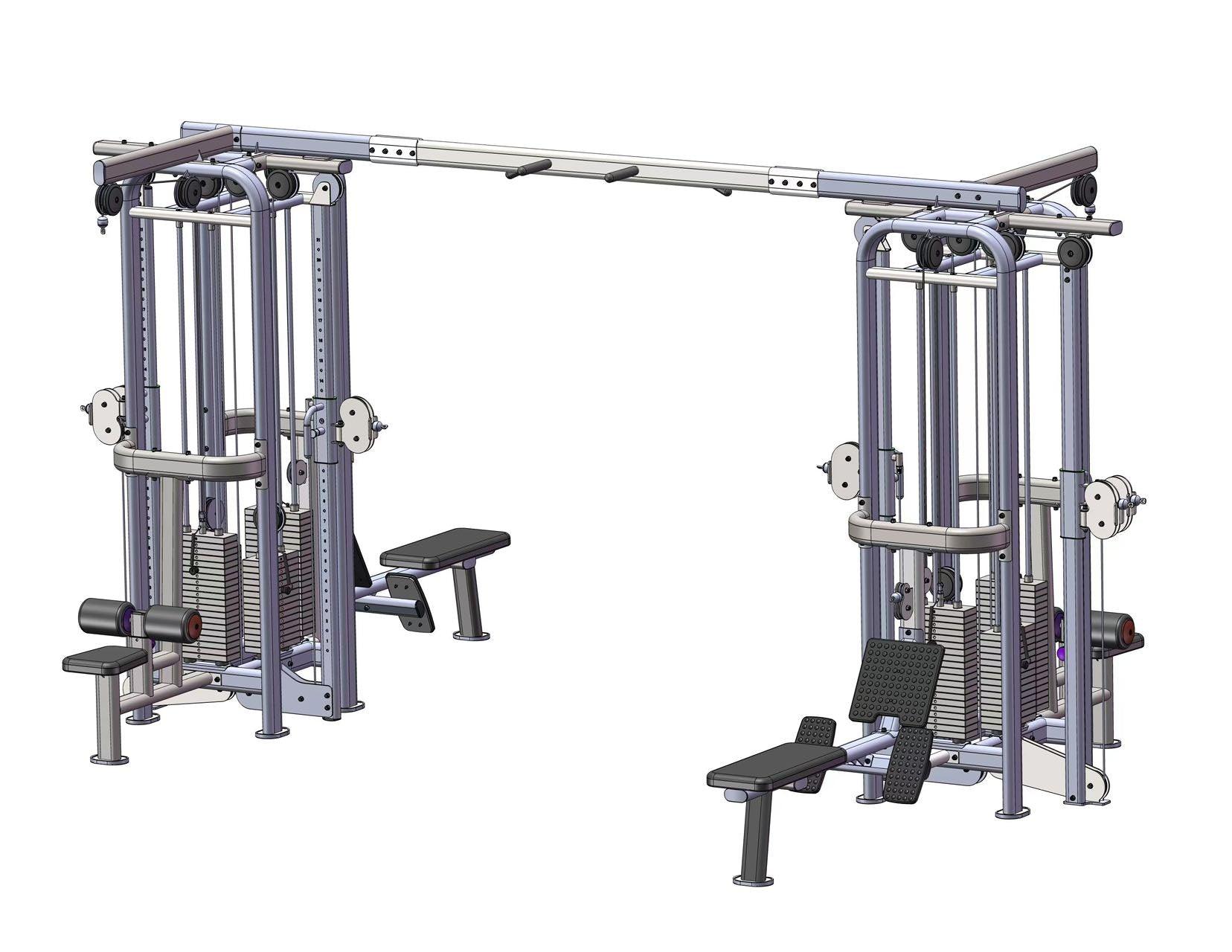 Muscle D Fitness - 8 Stack Megatron Deluxe Jungle Gym 3 Colors - Commercial Grade Selectorized Multi-Station