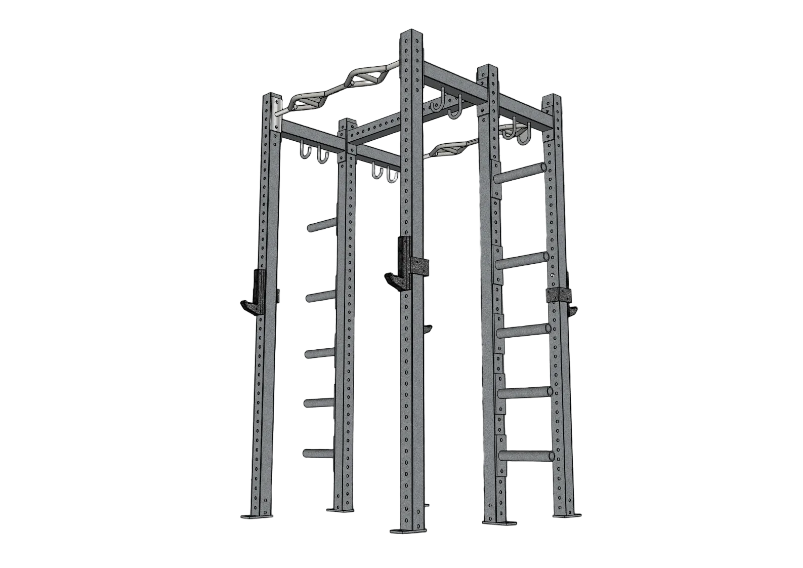 Muscle D Fitness - TGrip Commercial Double Half Rack - 3x3 Steel - Functional Multi-Grip Pull-Up - Integrated Plate Storage - J-Hooks