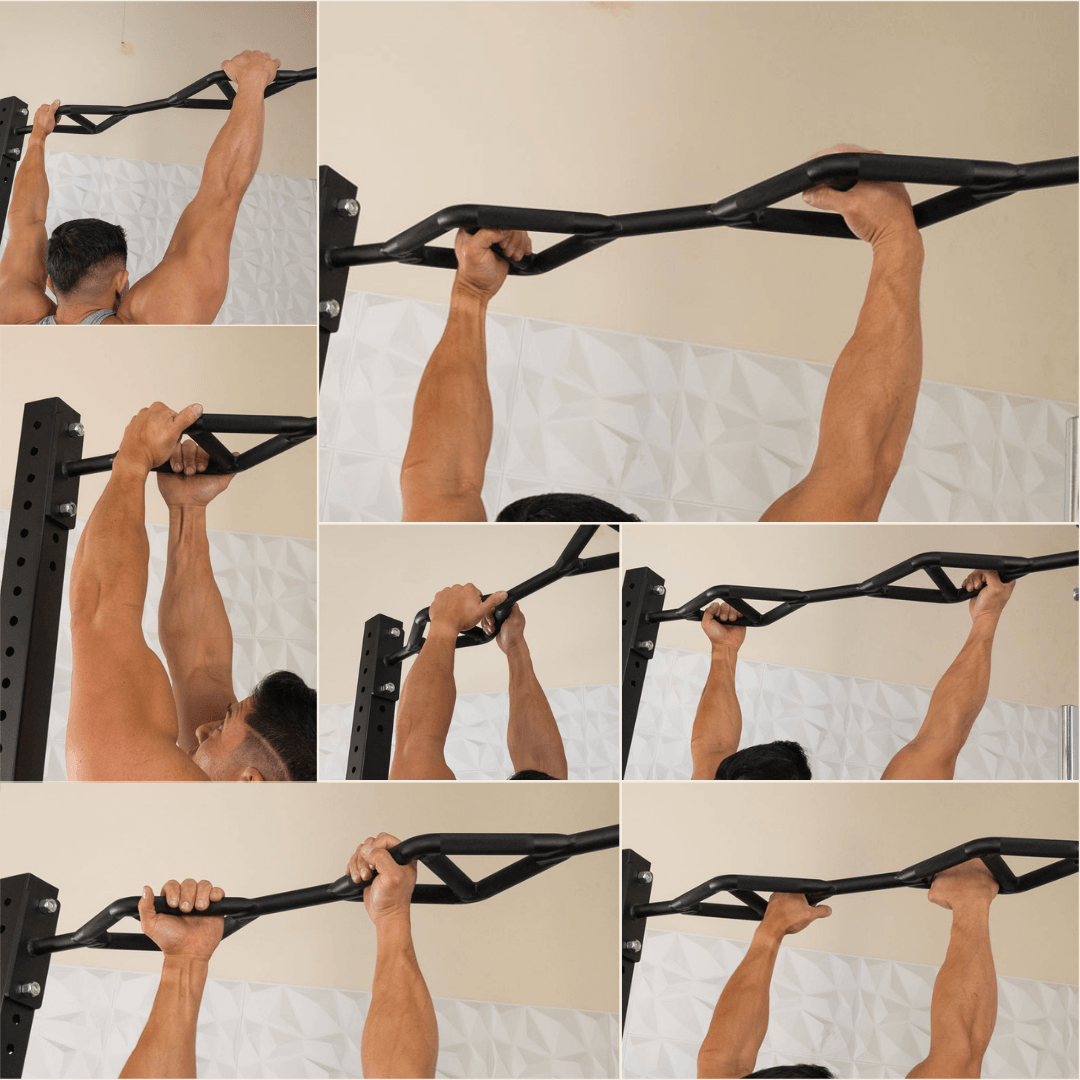 Muscle D Fitness - TGrip Commercial 24' Wall Mount Rig - 3x3 Steel - Functional Multi-Grip Pull-Up - Sandwich Style J-Hooks