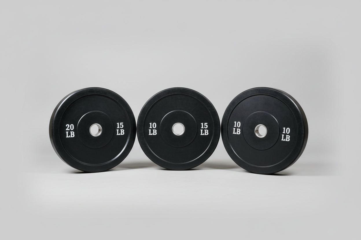 Muscle D Fitness - Classic Bumper Plates with Steel Center Hub per Pair - Virgin Rubber