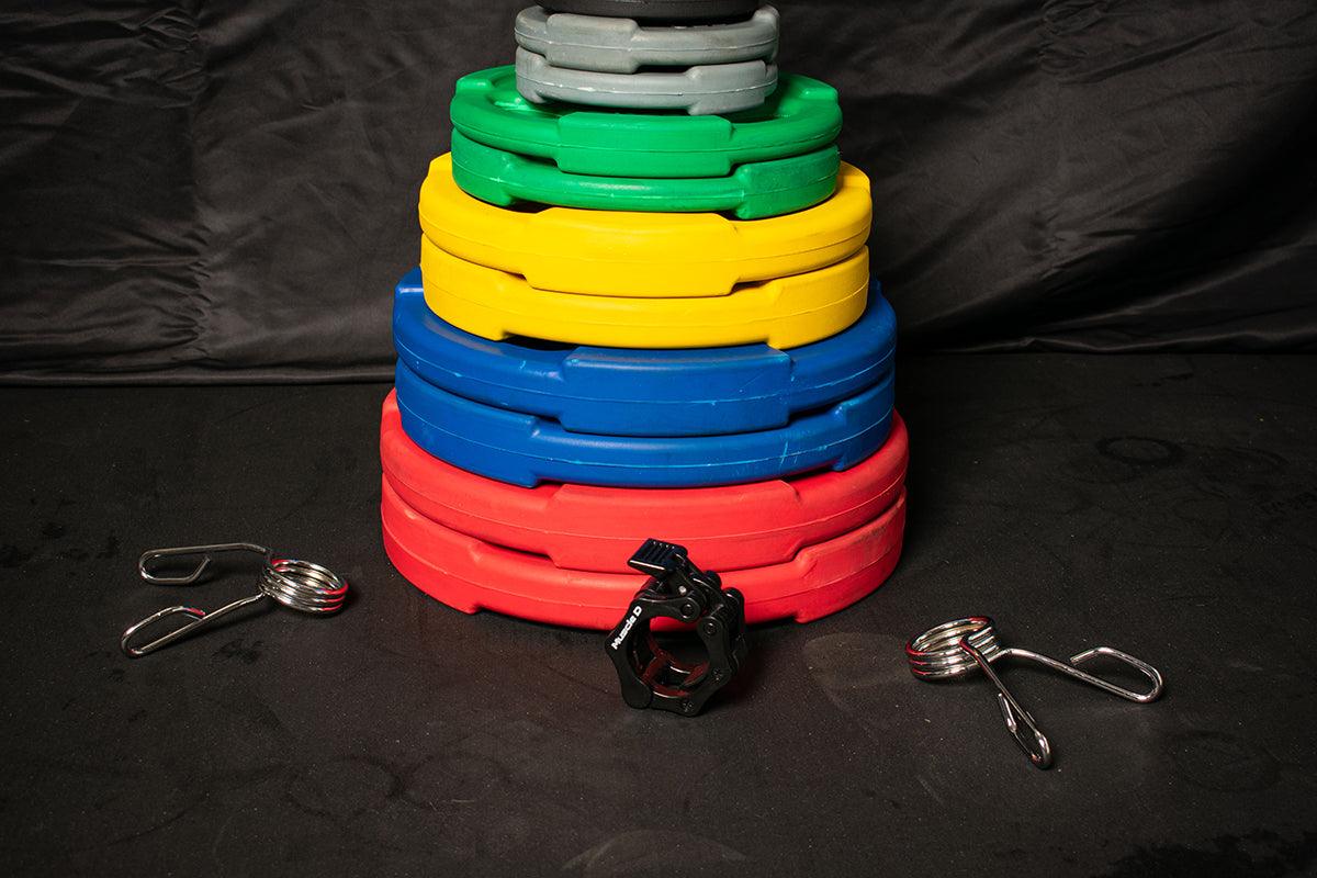 Muscle D Fitness - RUBBER COATED COLORED OLYMPIC PLATES: Rubber Plates, per Pair - Weights Pairs