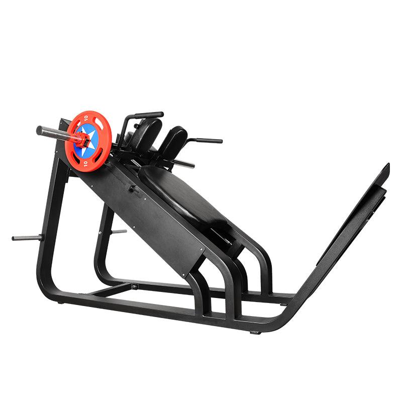 Muscle D Fitness - Excel Linear Hack Slide - Plate Load Hack Squat - Weight Storage Pegs - Safety Catch